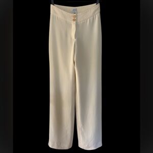 Armani Collezioni Cream off white Wide Leg 100% silk Pants 38